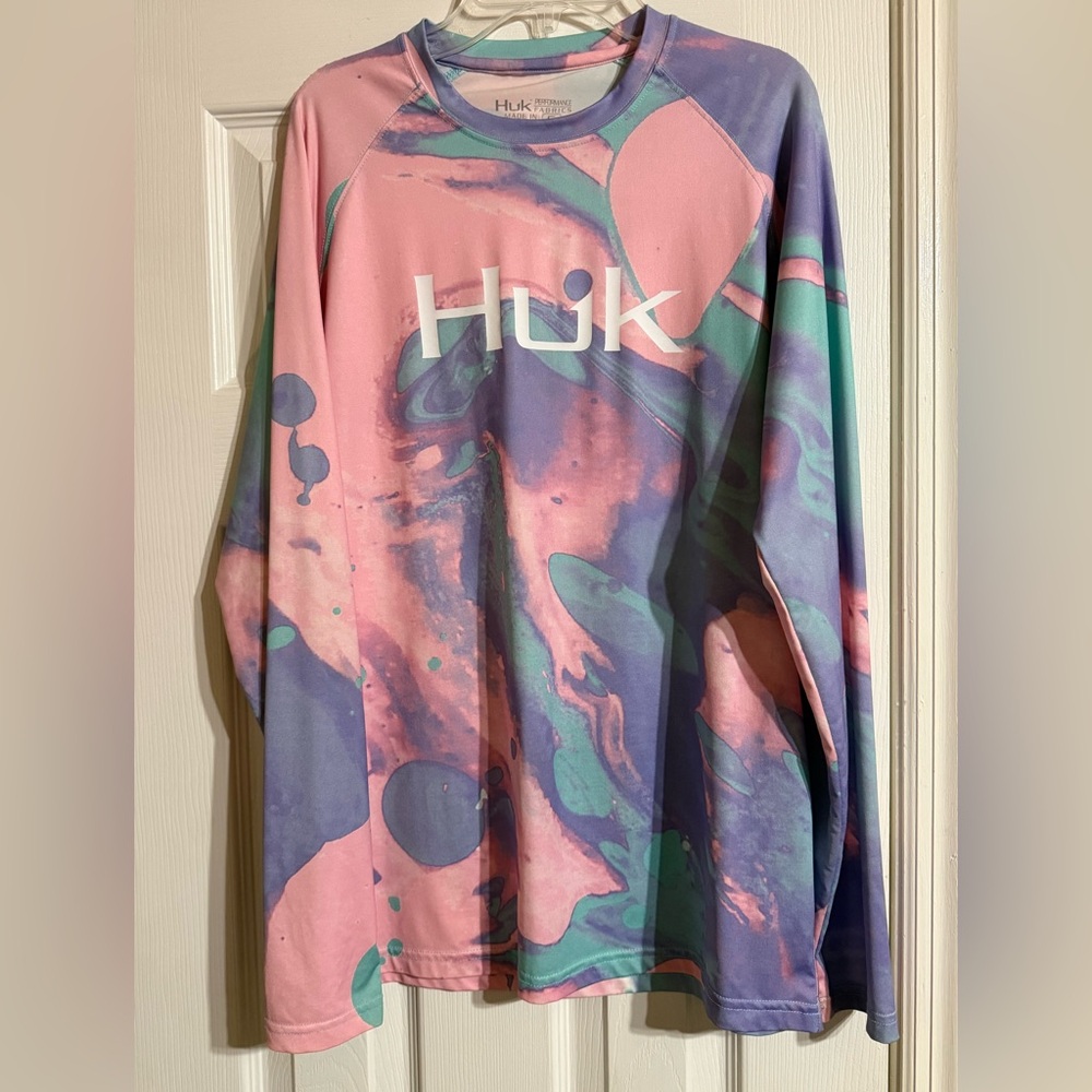 Huk Pink and Purple Swirl Long Sleeve Shirt